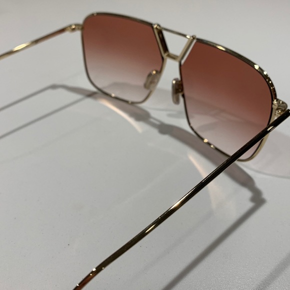 NWT [Victoria Beckham] Double Bridge Gold & Burgundy Sunglasses with Case - Picture 7 of 11